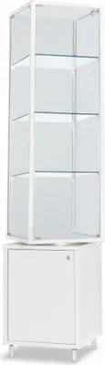 Produktbild von Drehvitrine DRM41184 - 41,7 x 41,7 x 184,6 cm, ohne Beleuchtung / Alu silber, Holz lichtgrau / 3 Glas-Fachböden