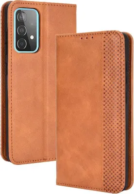 Produktbild von Samsung Galaxy A72 Hülle - Coverup Vintage Style Klapphülle - Braun