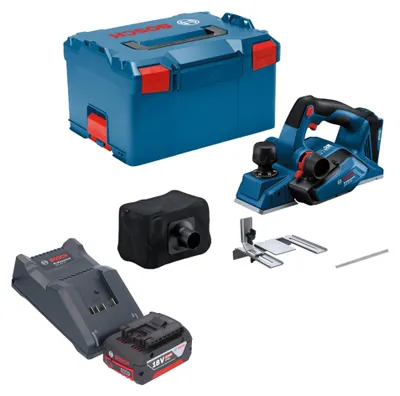 Obrázek produktu pro Bosch GHO 18V-26 Profesionální akumulátorový hoblík 18 V 2,6 mm bez kartáčů + 1x akumulátor 4,0 Ah + nabíječka + L-Boxx