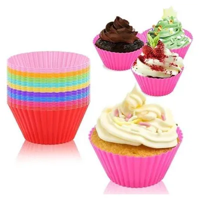 Produktbild von 32 Stück Silikon Muffinförmchen, Silikonform Muffins Backformen Wiederverwendbare Silikonformen Frei Cupcake Muffin Backförmchen für Kuchen Eincreme und Pudding