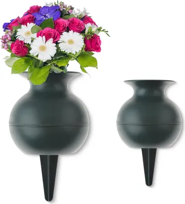 Immagine prodotto di Vasi per tombe a imbuto con punta a terra antigelo set di 2 verdi 22, 27 cm