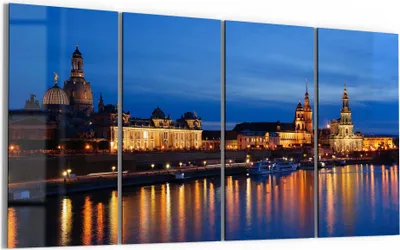 Produktbild von DEQORI Glasbild Echtglas 4x30x60 cm 'Dresdner Abendglanz' Wandbilder XXL groß