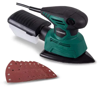 Productafbeelding van Handpalmschuurmachine - 130 W - Puntvormige schuurzool - Met stofopvangbox