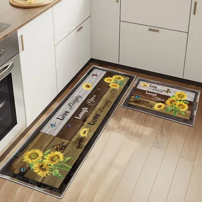 Immagine prodotto di Set di 2 tappetini antiscivolo per la cucina con motivo di girasoli