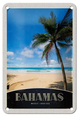 Produktbild von Blechschild Reise 12x18cm Bahamas West Indien Strand Palme Schild