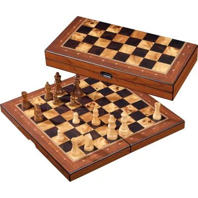 Produktbild von Holz-Schachkassette mit Randbeschriftung, 40mm Feld, klappbar