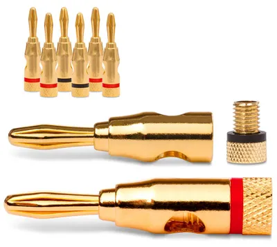 Produktbild von NAUC Bananenstecker 4mm schraubbar 24K vergoldet Lautsprecherkabel 8x Stecker