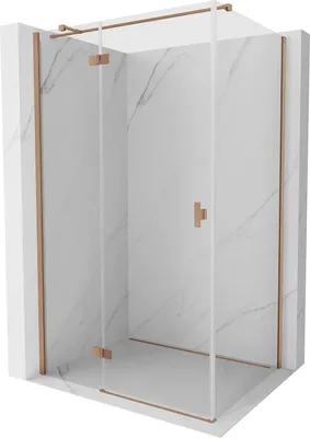 Produktbild von Mexen Mist H T Duschkabine, Schwingtür links 105 x 100 cm, transparent, gebürstetes Kupfer - 8A5T-105-100-65-00-L