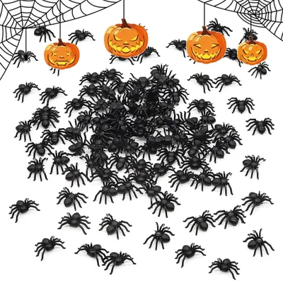 Produktbild von Halloween-Dekoration – Spinnen-Set mit 100 Stück – Kleine Plastikspinnen – Spinnenmodelle – Halloween-Dekoration – Party