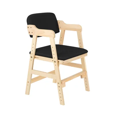 Produktbild von Hochstuhl höhenverstellbarer Holzhochstuhl für kinder von 2 bis 12 Jahren,zum Essen und Lernen Schwarz