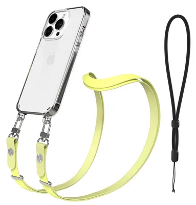 Produktbild von EAZY CASE Handykette magnetisch mit Handyhülle für Apple iPhone 14 Pro, Crossbody Handyband 1-1,90m verstellbar mit 2 Ösen in Gelb
