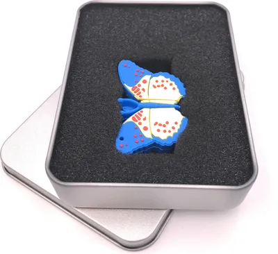 Produktbild von Onwomania Blauer Schmetterling Niedliches Tier USB Stick in Alu Geschenkbox 32 GB USB 3.0
