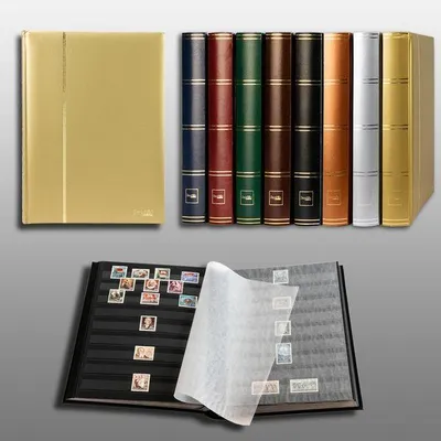 Produktbild von Prophila Collection Metallic Edition 60 Schwarze Seiten Briefmarkenalbum Einsteckbuch wattierter Goldener Einband