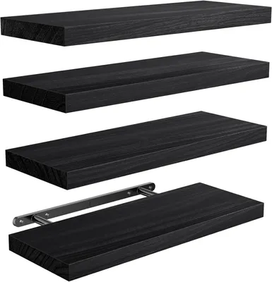 Schwebende Regale 40 cm, Paulownia-Holz, Set 4 Stück