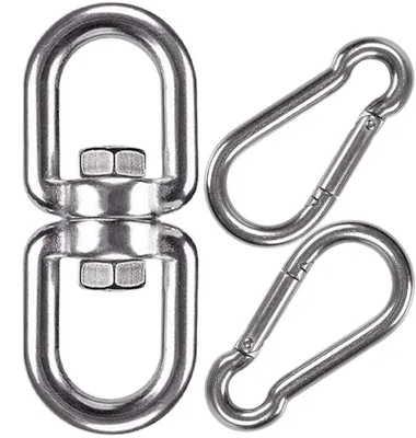 Image de Crochet pivotant en acier inoxydable avec mousquetons, pour hamac ou balançoire