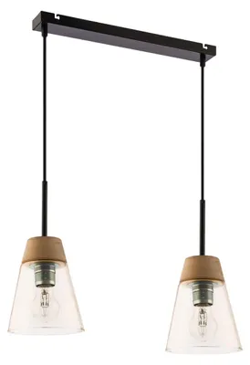 Obrázok produktu pre Závesná lampa DOMINO čierno-hnedá 2xE27x40W kov rozmery: 60x45x14 cm IP20 Jupiter