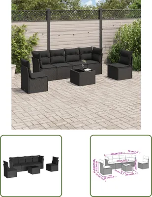 Produktbild von The Living Store 7-tlg. Garten-Sofagarnitur mit Kissen Schwarz Poly Rattan