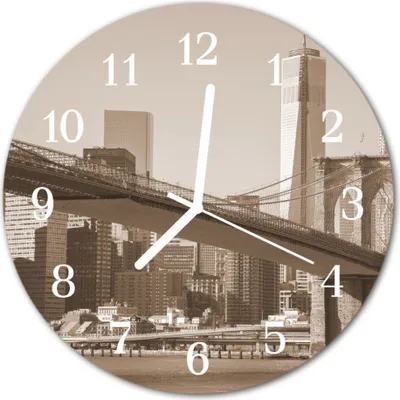 Produktbild von Glasuhr Wanduhr Küchenuhr Echt-Glas 30fi cm Skyline grau