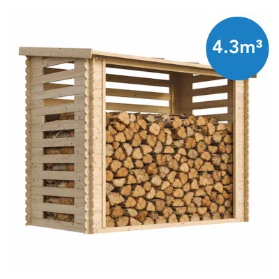 Obrázek produktu pro Stojan na palivové dřevo - 4,3 m3 - Š146xL232xV199 cm - Venkovní stojan na palivové dřevo - Držák dřeva na zahradu - Kontejner na kola / přístřešek - Vodotěsná střecha - TIMBELA M202