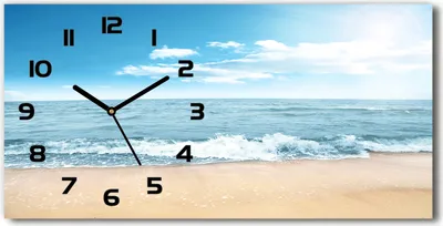 Produktbild von Wanduhr aus Glas – 60x30 cm - Glasbild - Glasuhr - Gehärtetes Glas - schwarze-zeiger - Strand