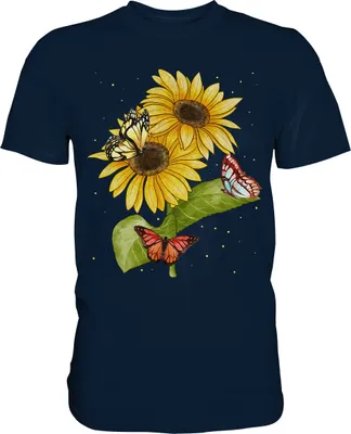 Produktbild von Sonnenblumen Schmetterlinge T-Shirt – Navy / 4XL