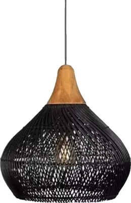Produktbild von Rattan Lampenschirm, Kabelpendelleuchte, Japanischer Stil, Keine Glühbirne, D40 schwarz