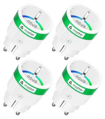Obrázek produktu pro Inteligentní zásuvky Nous A8M Smart Matter, Wi-Fi, monitorování spotřeby energie, hlasové ovládání, 16 A, 220–240 V – obsah balení: sada 4 kusů