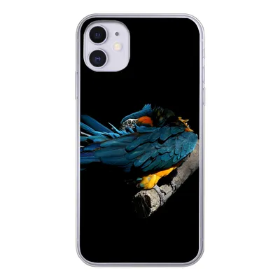 Produktbild von MuchoWow® Handyhülle Schutzhülle Hülle für iPhone 11 Vogel - Federn - Zweig - Schwarz Silikon Softcase Handy Hülle - Handytasche