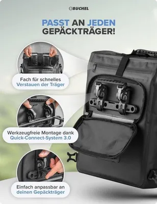 Produktbild von Famanu Fahrradtasche 3-in-1 - wasserdicht, 22 Liter