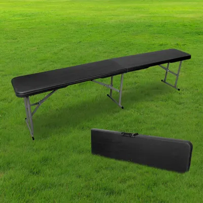 Image de Banc pliable de 180 cm de long, de couleur noire, idéal pour divers événements en extérieur