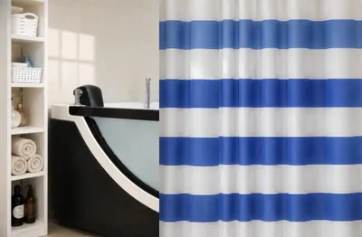 Produktbild von Spirella Duschvorhang Textil Minimalismus, vers. Designs Farbe: Four blue