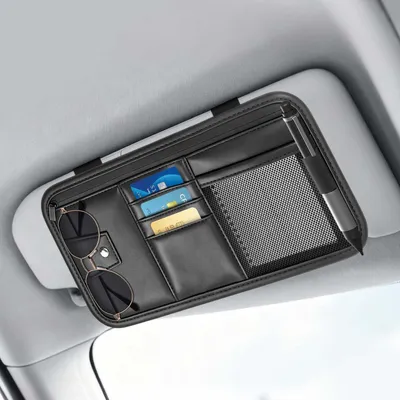 Productafbeelding van Auto zonneklep organizer van Polyurethanleer met brilhouder en vakken | Universeel