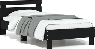 Produktbild von Design Bettgestell mit Kopfteil und LED-Leuchten Schwarz 75x190 cm, Klassische Betten 2024
