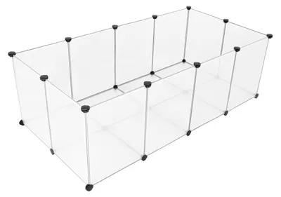 Produktbild von Nagetiergehege für Meerschweinchen, Hamster und Kaninchen – transparente Paneele – 143 x 73 x 46 cm