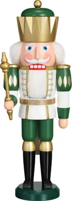 Produktbild von Exklusiv König weiß-grün (40cm) Nussknacker von Seiffener Volkskunst