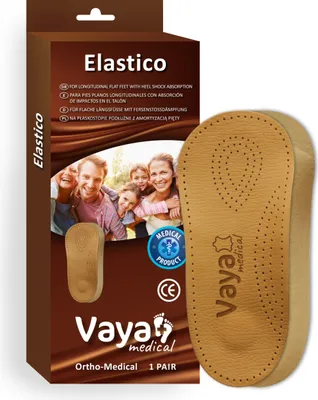 Produktbild von Orthopädische Einlagen 3/4 für Längsplattfuß mit Fersendämpfung Vaya Elastico 1 Paar 45
