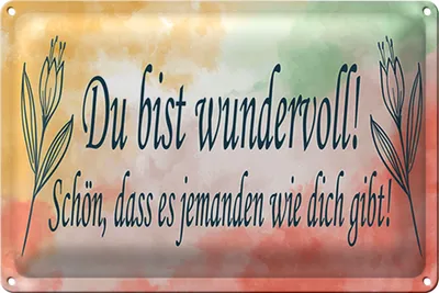 Produktbild von Blechschild Spruch 30x20cm du bist wundervoll schön das es