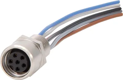 Productafbeelding van M8 rechte connector, female, 6-polig, frontmontage, adereindiameter 0,25 mm² AWG24, lengte 200,0 mm - 1 stuk