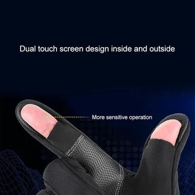 Produktbild von Wasserdichte Fahrradhandschuhe mit Touchscreenfunktion - 2 gefaltete Finger - Winter - Outdoor - Schwarz