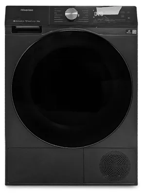 Produktbild von Hisense 5S Freistehender Wäschetrockner mit Wärmepumpe, 10 kg, Freistehend, Frontlader, Wärmepumpe, Schwarz, Tasten, Drehregler, Berührung, Rechts