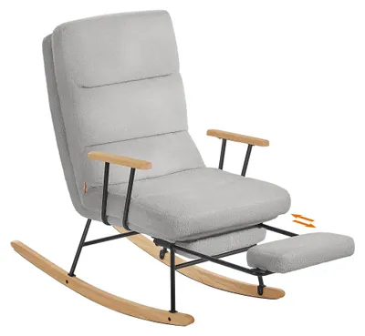 Produktbild von SONGMICS HOME Schaukelstuhl, Füße aus Kautschukholz, Fleece Oberfläche