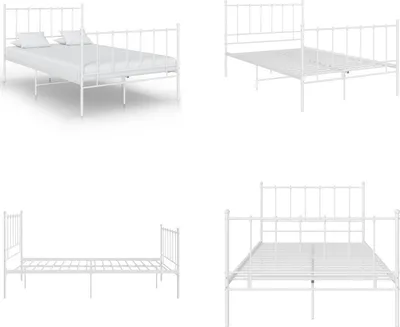 Produktbild von vidaXL Bett Weiß Metall 120x200 cm - Bettgestell - Bettgestelle - Bettrahmen - Bettrahmen