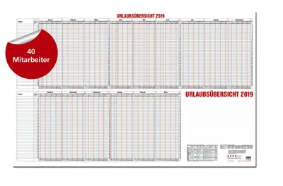 Produktbild von 12-30V Urlaubsübersicht - max. 40 Mitarbeiter, 100 x 60 cm