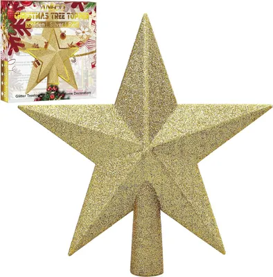 Produktbild von Glitzernde Weihnachtsbaumspitze Bruchsichere Weihnachtsbaumdekoration Baumspitze für Weihnachtsschmuck oder Heimdeko