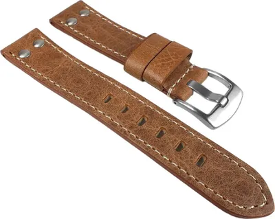 Produktbild von Vintage Look Ersatzband Uhrenarmband Leder Band Braun 24768S, Stegbreite:22mm