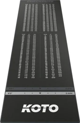 Produktbild von KOTO - Dartteppich Carpet Checkout Grau, 285x80cm Dartmatte, Schutz Bodens & Dartpfeile, Mit Score-Indikation + Oche