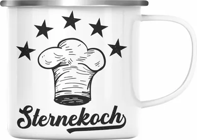 Produktbild von Trendation - Koch Geschenk Emaille Tasse Sternekoch Geschenkidee Lustiger Spruch (Silber)
