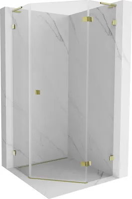 Obrázok produktu pre Päťuholníkový sprchový kút Mexen Lunar L, pravé otváranie, 90 x 90 cm, transparentný, zlatý - 831L-090P-090L-50-00-P