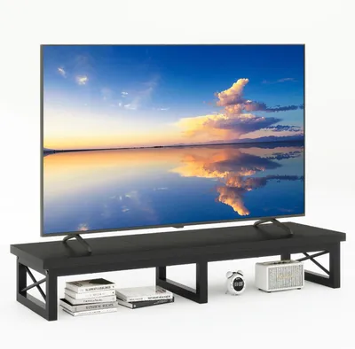 Zdjęcie produktu dla Stolik pod telewizor - Szafka RTV - 114 cm - 2 półki - Czarny