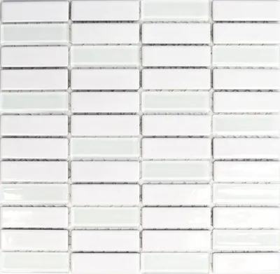 Produktbild von Mosaik Fliese Keramik Glas Stäbchen weiß glänzend Glas MOS24-ST315